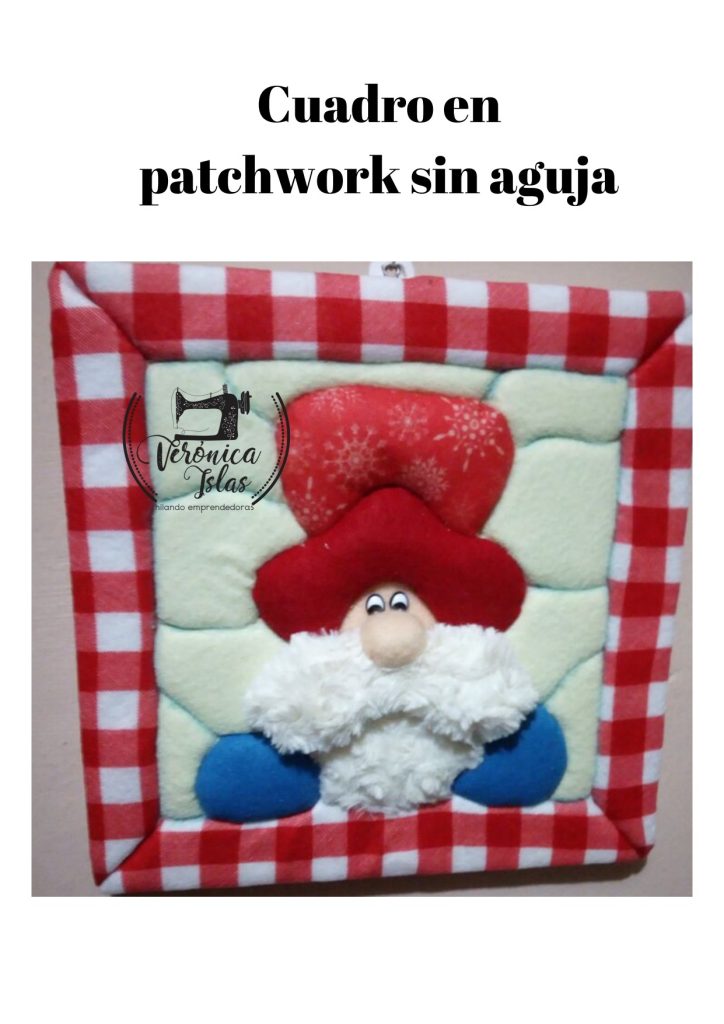 Como fazer quadro natalino em patchwork sem agulha com Papai Noel em feltro parte 2 - molde parte 1