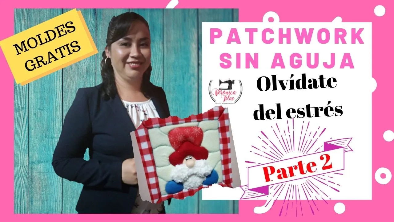 Como fazer quadro natalino em patchwork sem agulha com Papai Noel em feltro parte 2