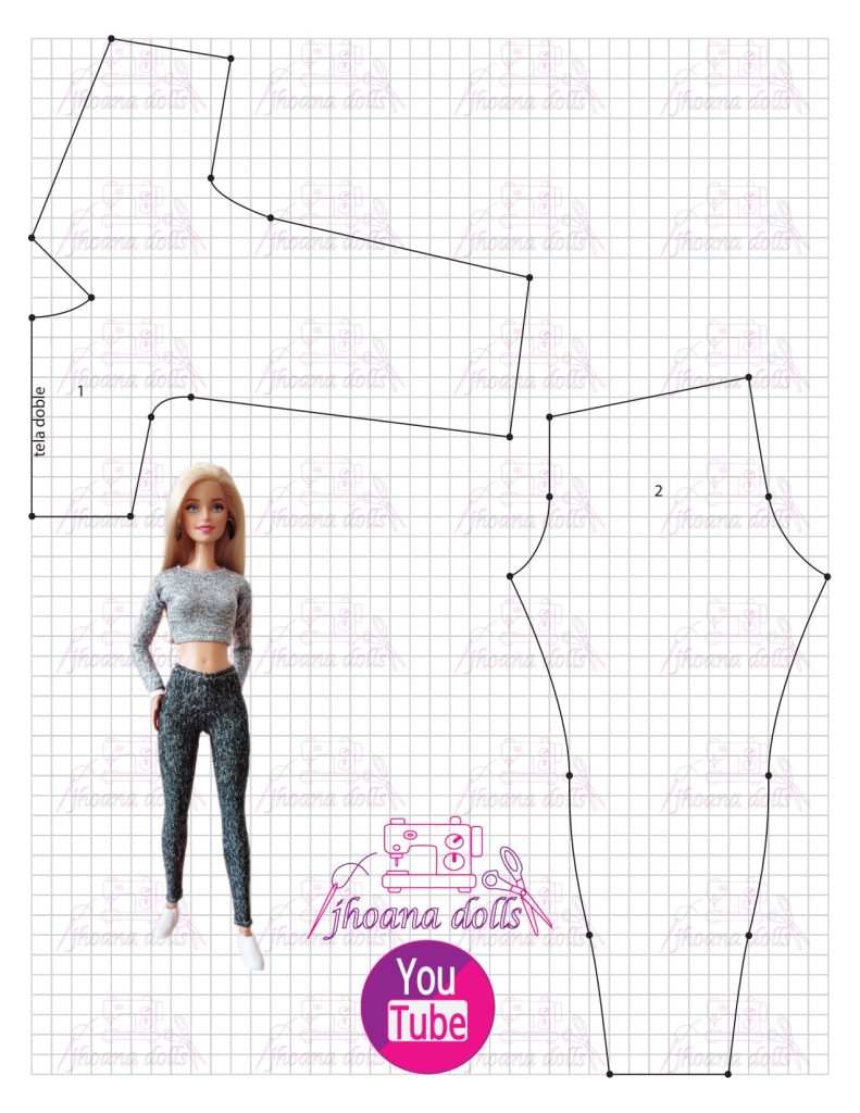 Conjunto esportivo para Barbie - molde parte 1
