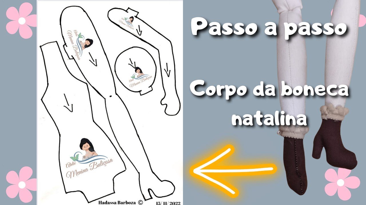 Corpo da boneca de pano de Natal passo a passo