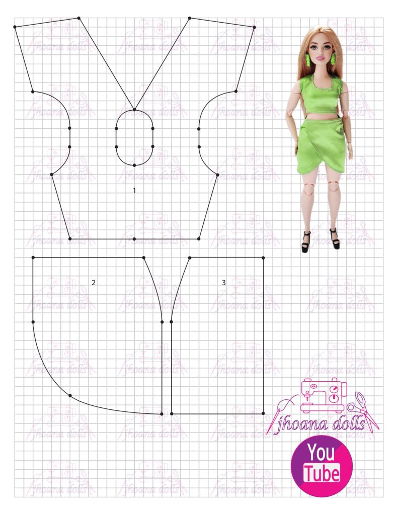 Cropped e saia para Barbie Curvy modelo 134 - molde parte 1