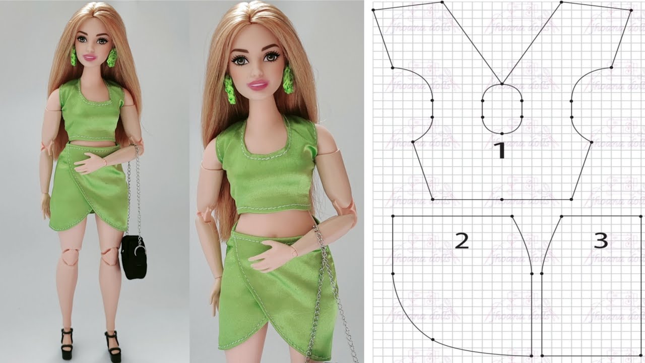Cropped e saia para Barbie Curvy modelo 134