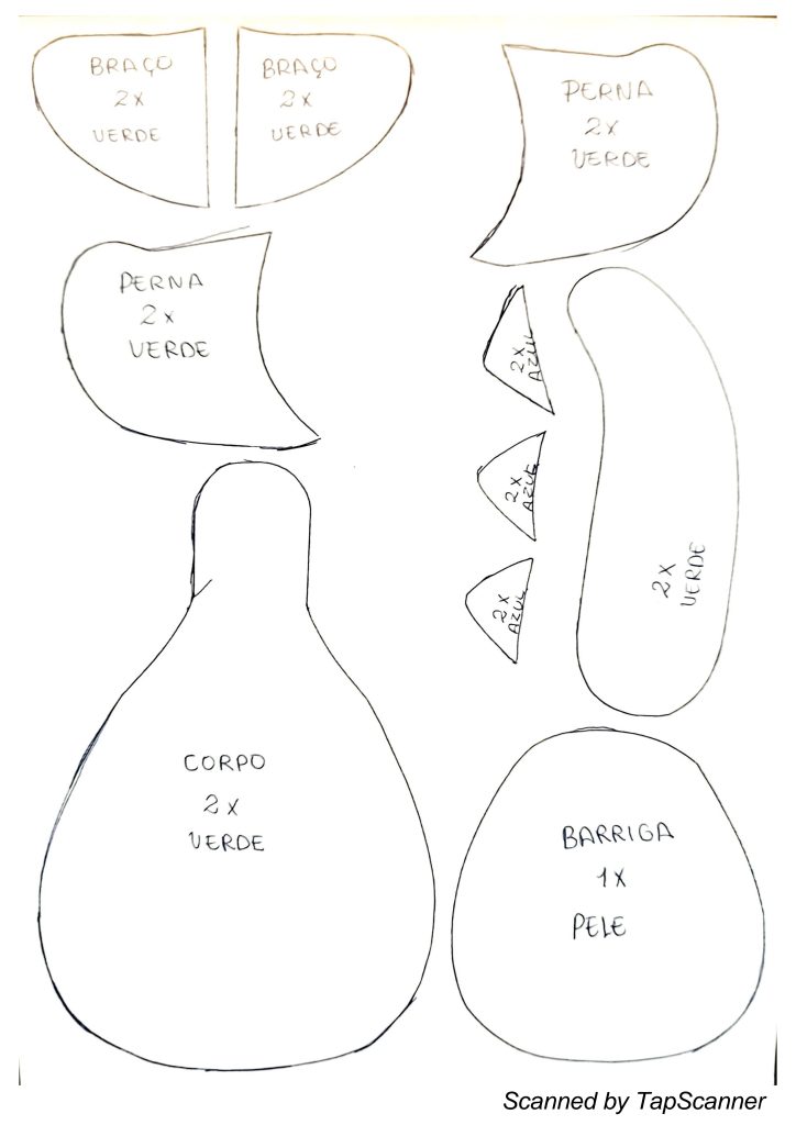 Dino baby de feltro parte 2 passo a passo - molde parte 3