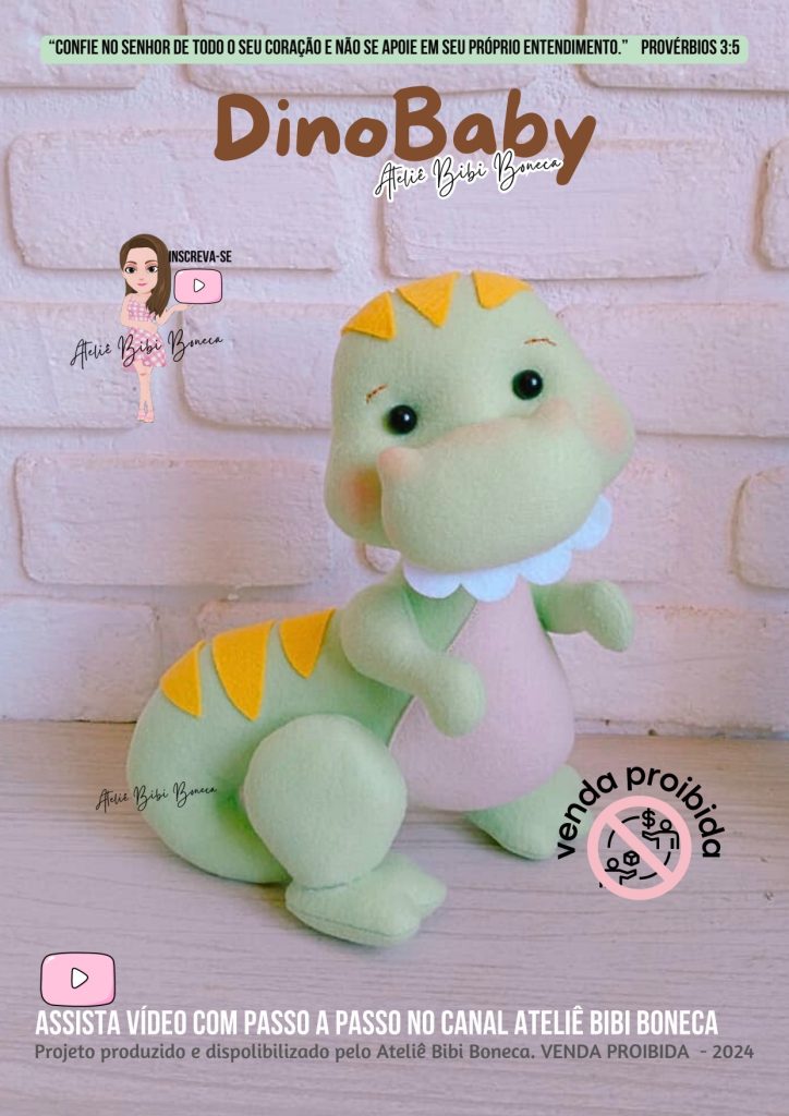 Dinossauro baby de feltro passo a passo parte 4 - molde parte 1