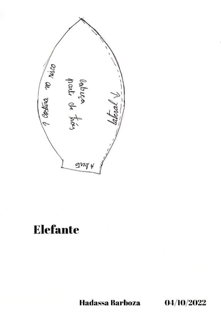 Elefante de tecido muito fofinho - molde parte 1