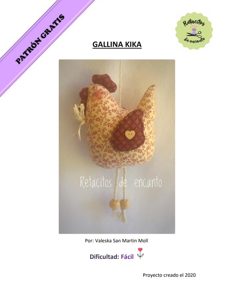 Galinha Kika, adorável e simples - molde parte 1