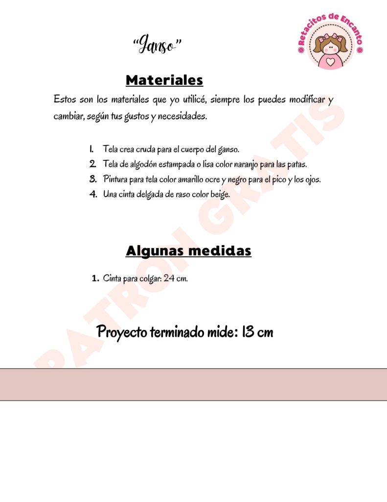 Ganso de tecido fácil, rápido e com poucos materiais - molde parte 2