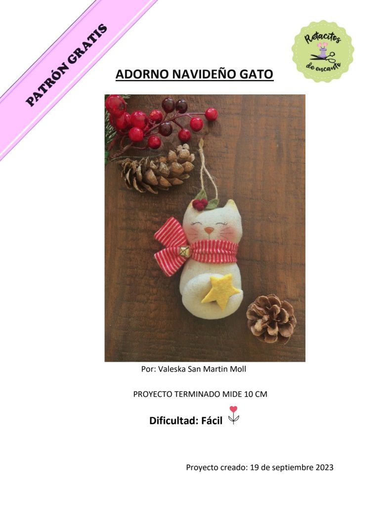 Gatinho natalino de tecido - molde parte 1