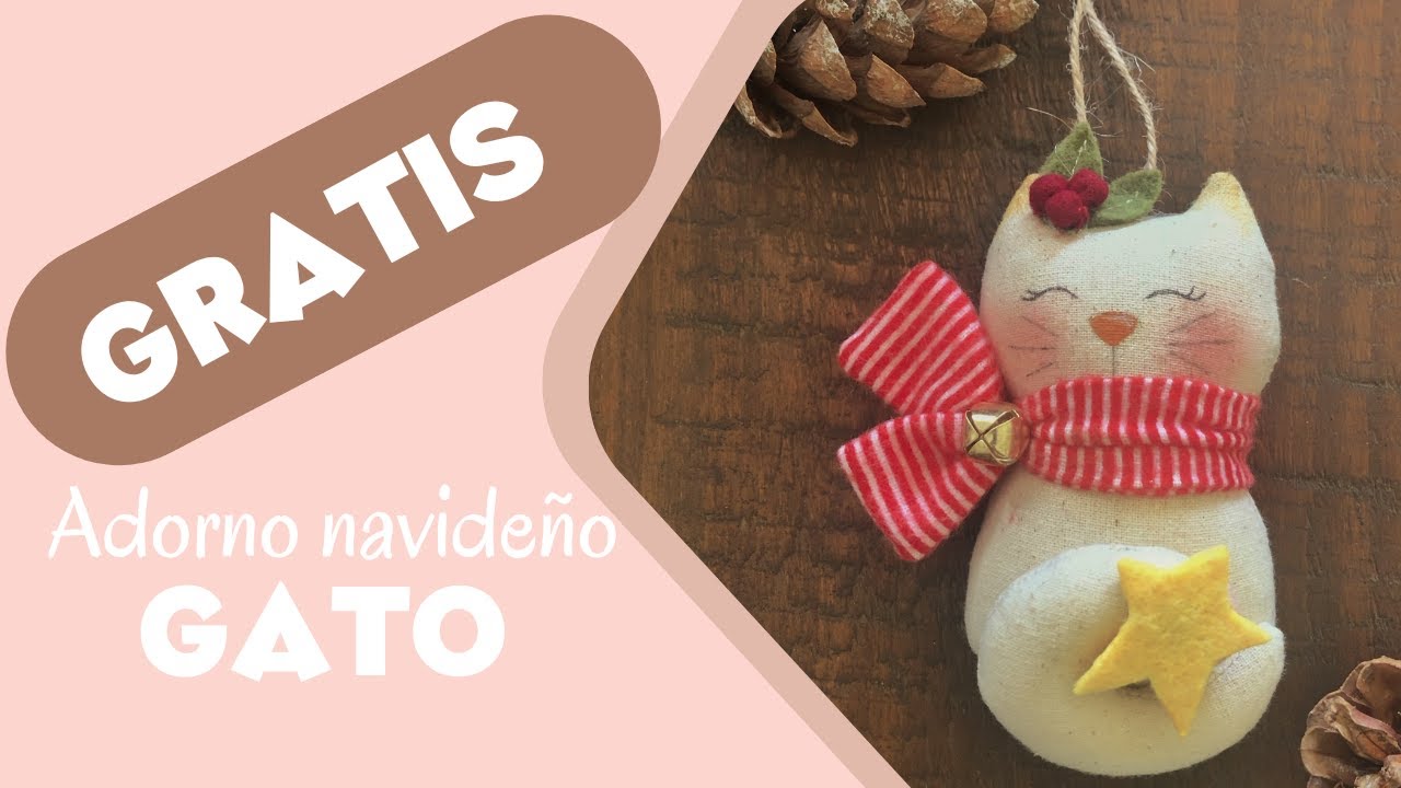 Gatinho natalino de tecido