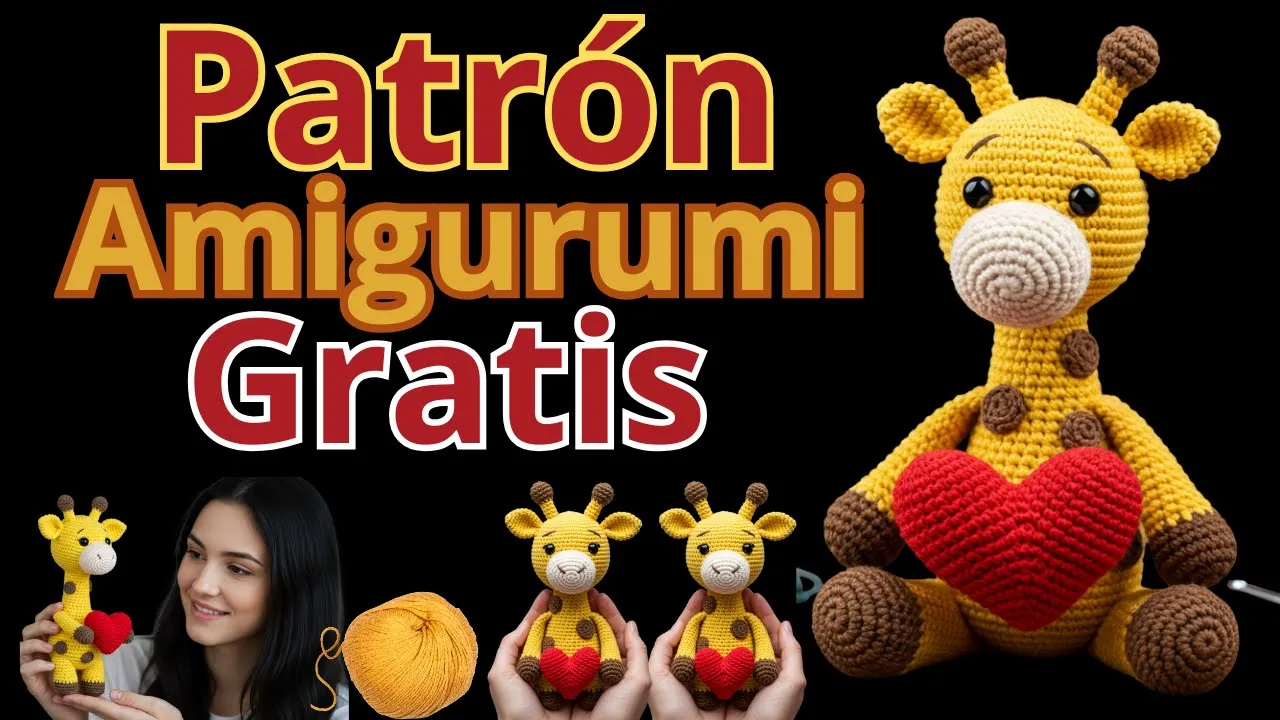Girafa com coração de amigurumi
