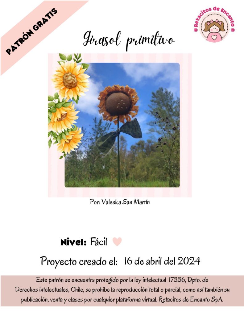 Girassol de tecido para vender e decorar - molde parte 1