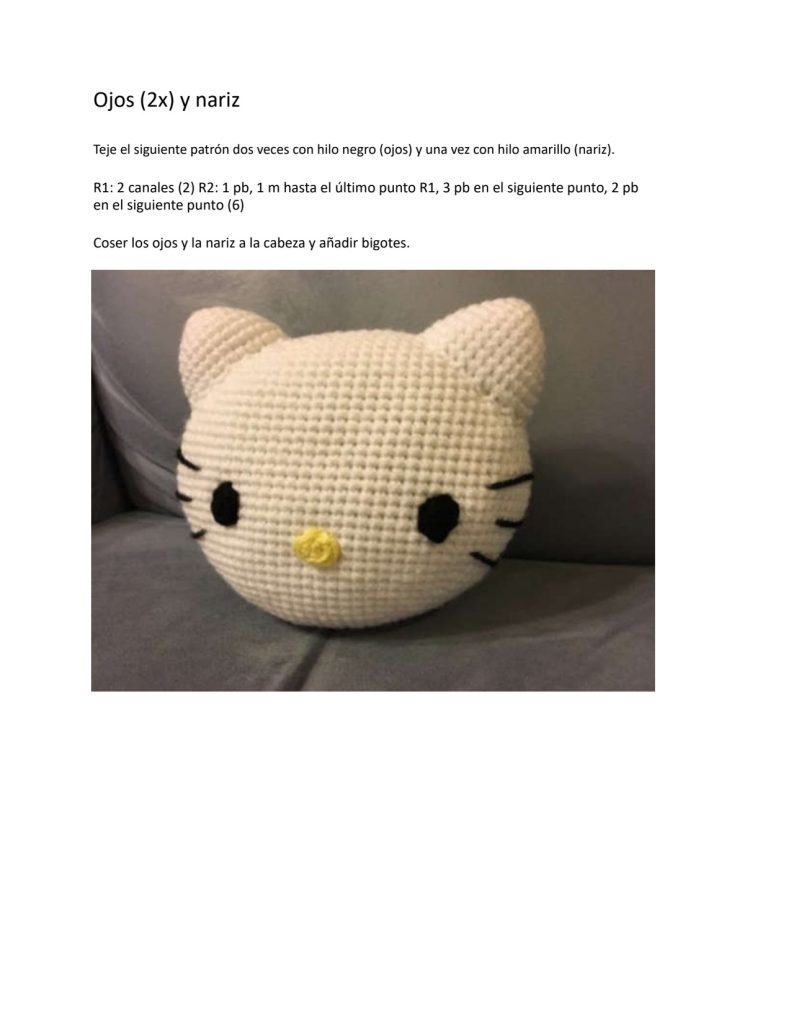 Hello Kitty de amigurumi - molde parte 5