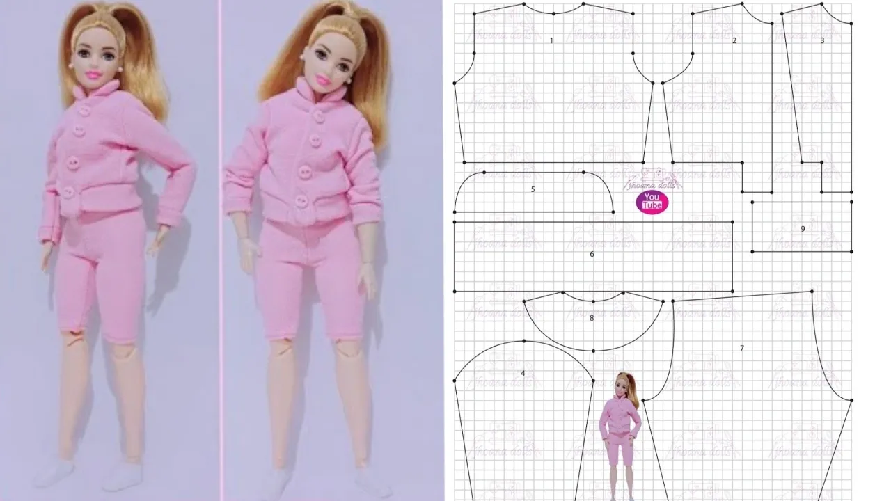 Jaqueta bomber e shorts para Barbie Curvy