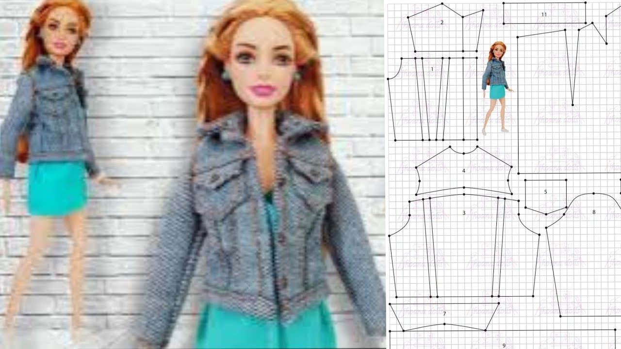 Jaqueta jeans e vestido para Barbie