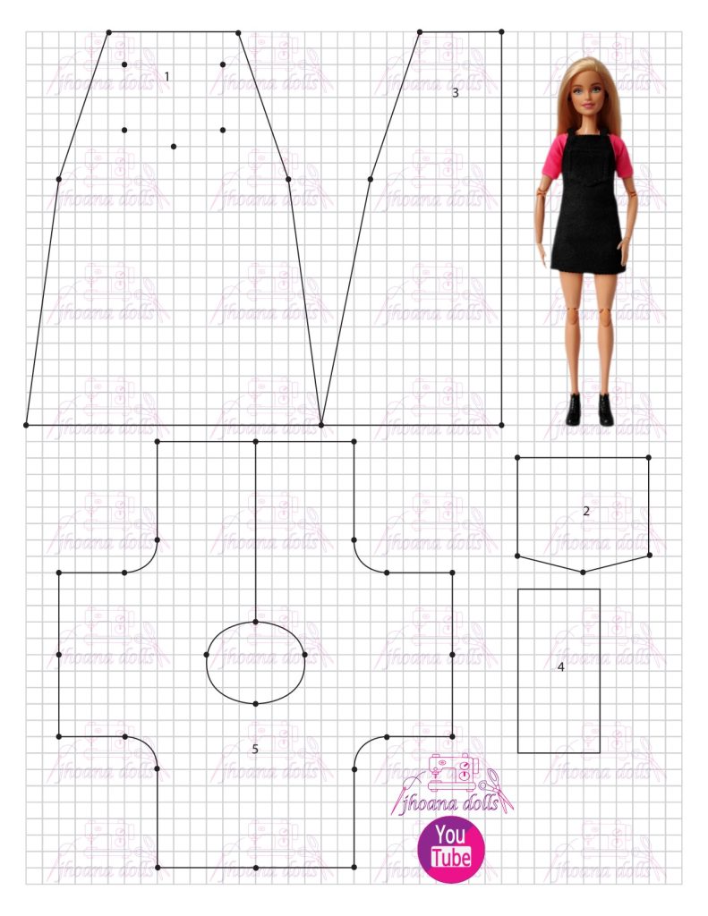Jardineira e cropped para Barbie - molde parte 1