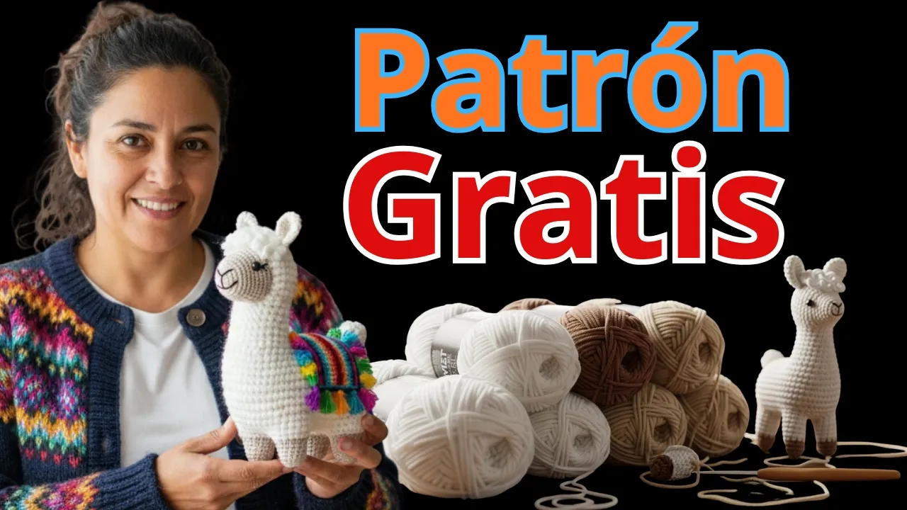 Lhama com manta de amigurumi