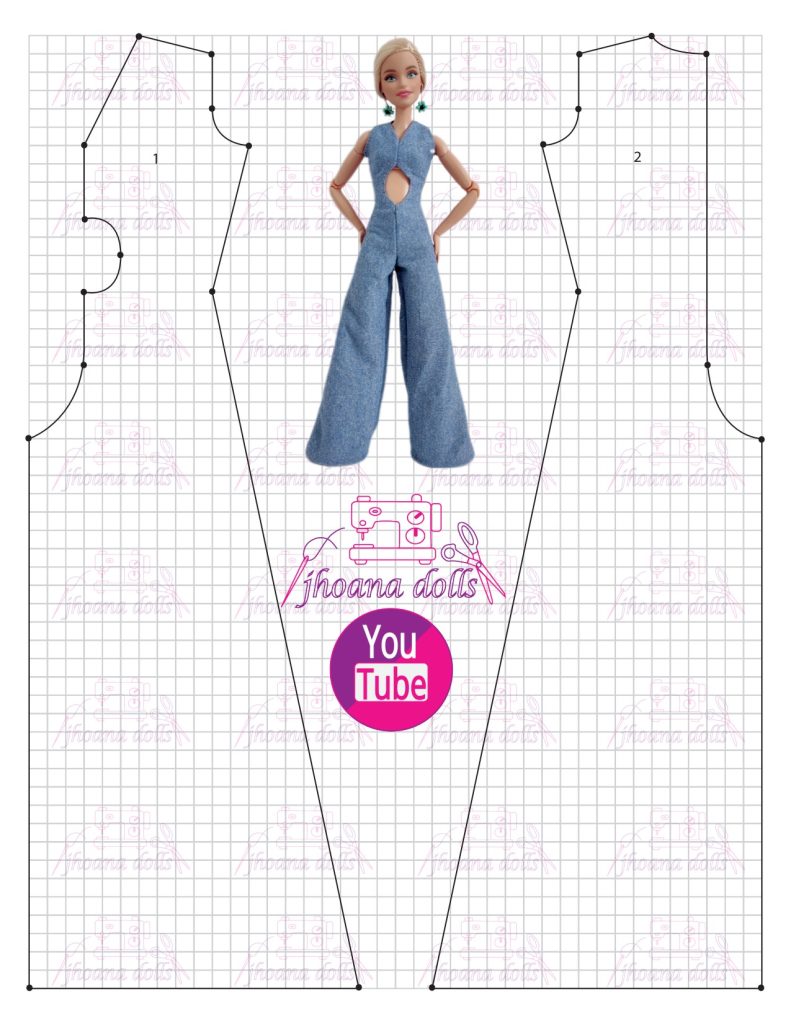 Macacão pantalona para Barbie - molde parte 1