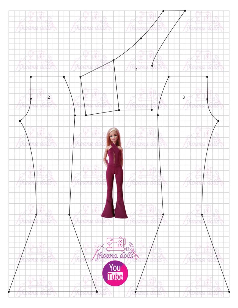 Macacão transpassado para Barbie - molde parte 1