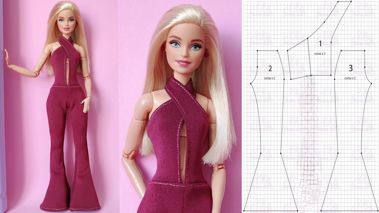 Macacão transpassado para Barbie