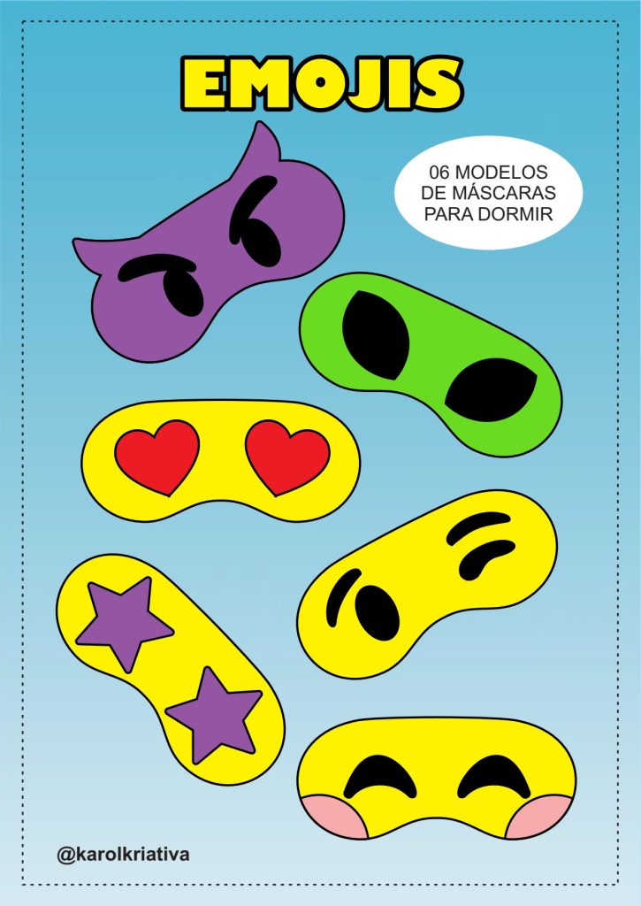 Máscaras de dormir de feltro com emojis - molde parte 1