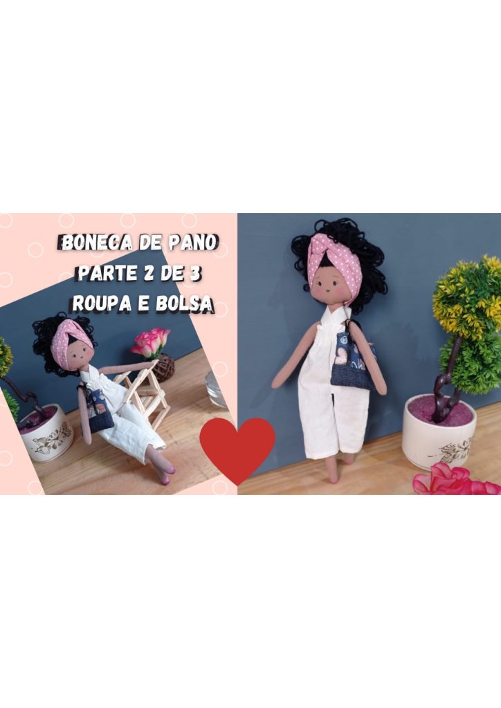 Mini boneca de pano Caramelo de 30 cm - molde parte 1