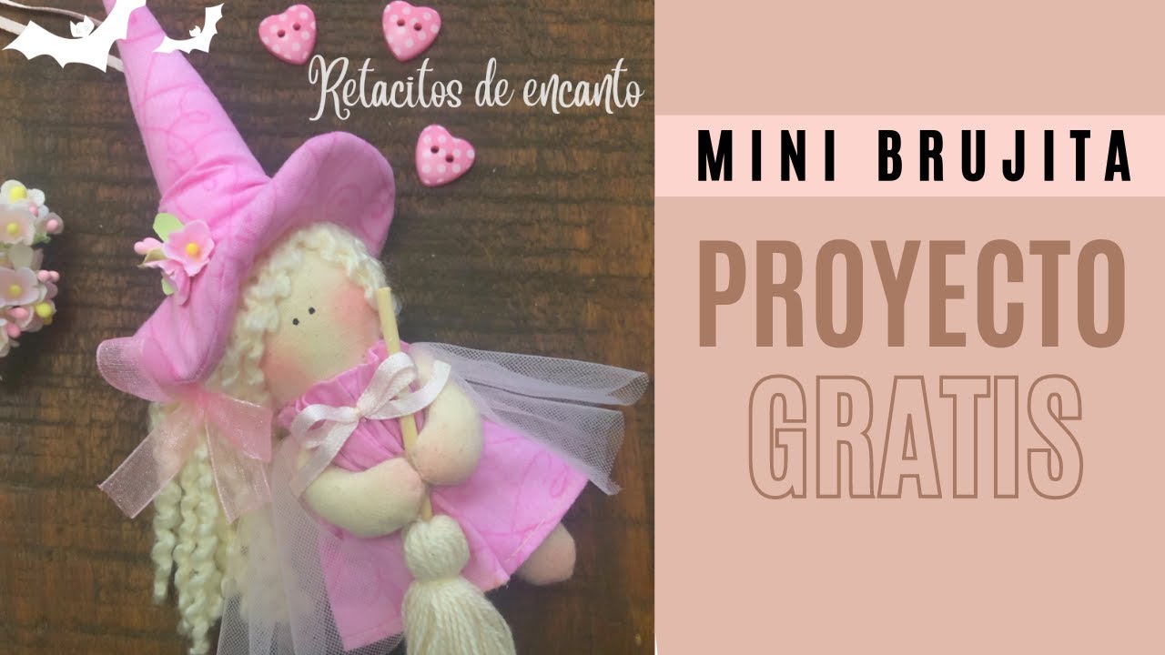 Mini bruxinha rosa para o Halloween