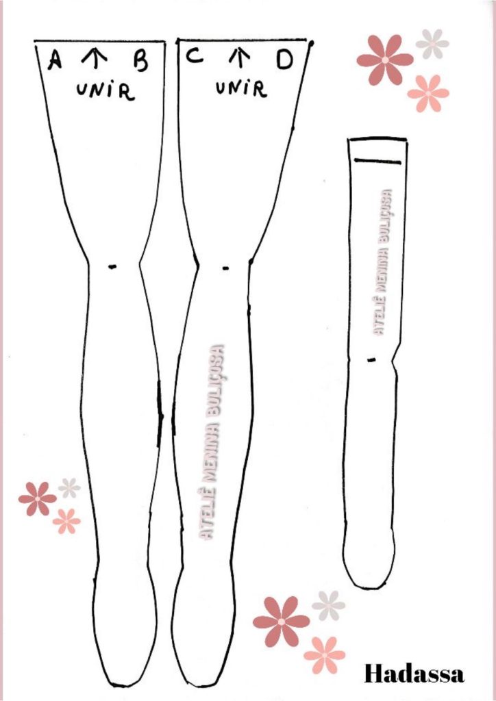 Molde de corpo inteiro da boneca de pano Tilda explicado - molde parte 2