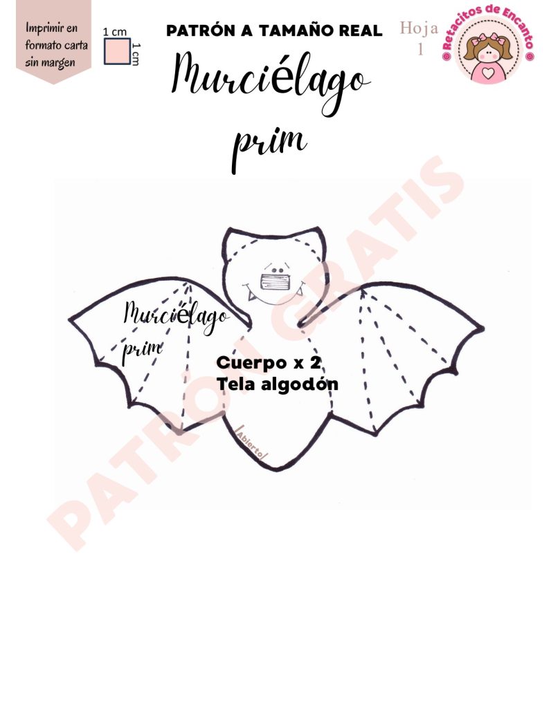 Morcego primitivo de tecido para o Halloween rápido e econômico - molde parte 3