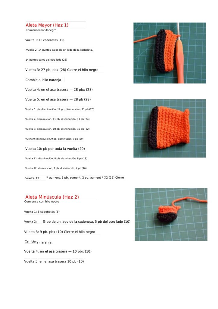 Nemo, o peixe-palhaço de amigurumi - molde parte 10
