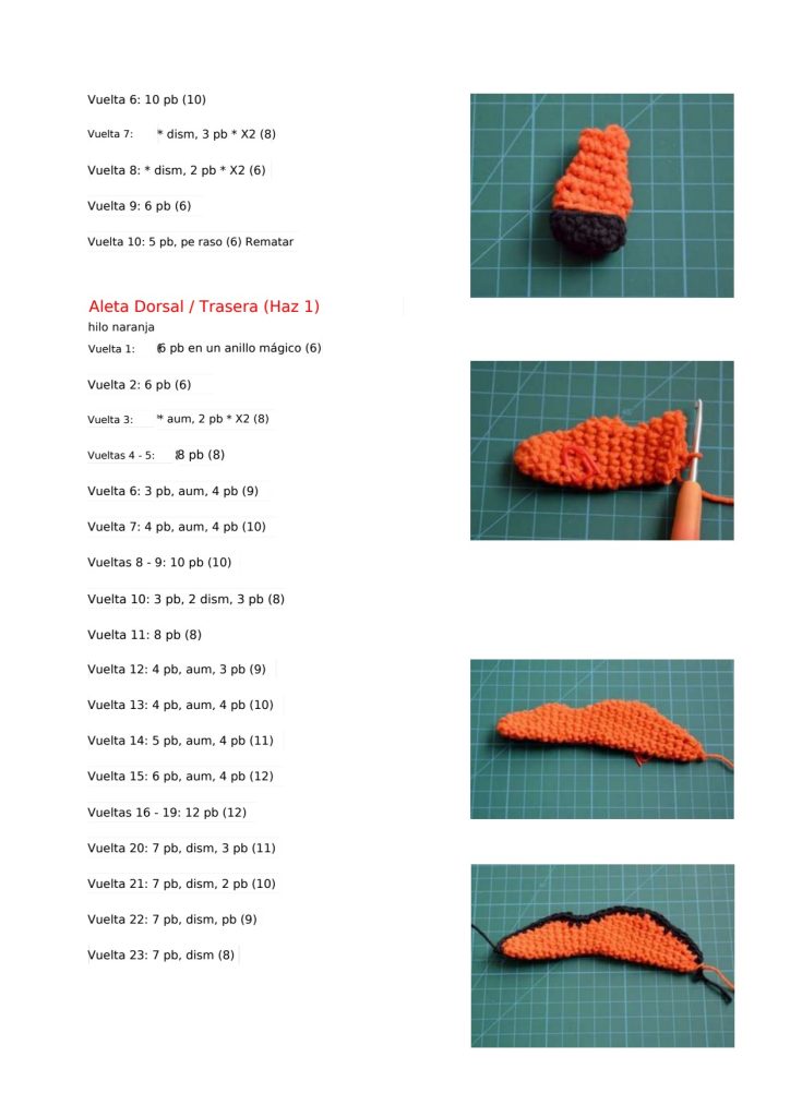 Nemo, o peixe-palhaço de amigurumi - molde parte 11
