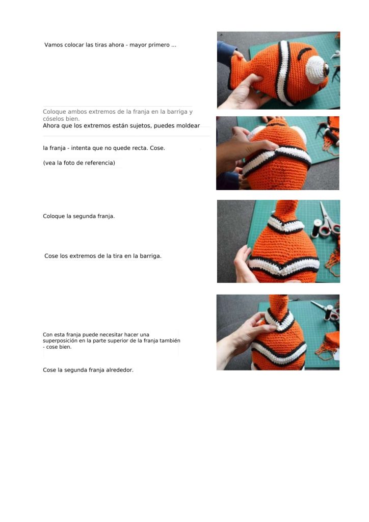 Nemo, o peixe-palhaço de amigurumi - molde parte 17