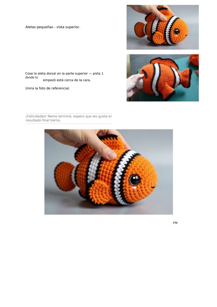 Nemo, o peixe-palhaço de amigurumi - molde parte 19