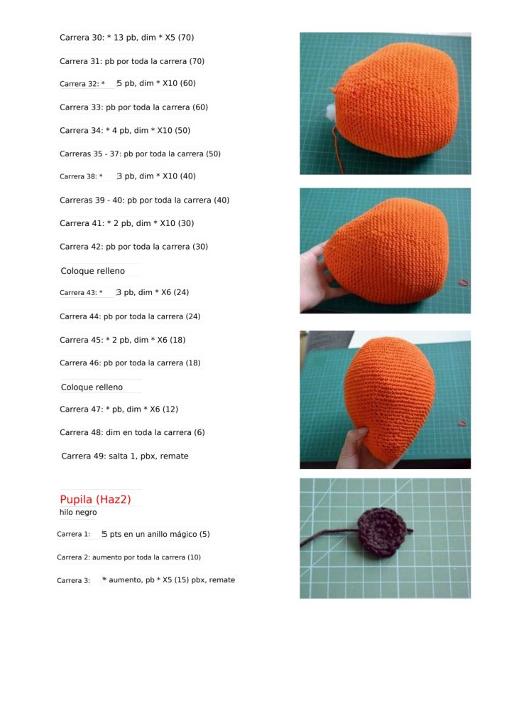 Nemo, o peixe-palhaço de amigurumi - molde parte 6