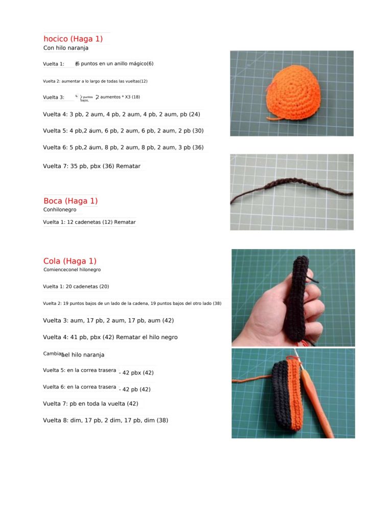 Nemo, o peixe-palhaço de amigurumi - molde parte 8
