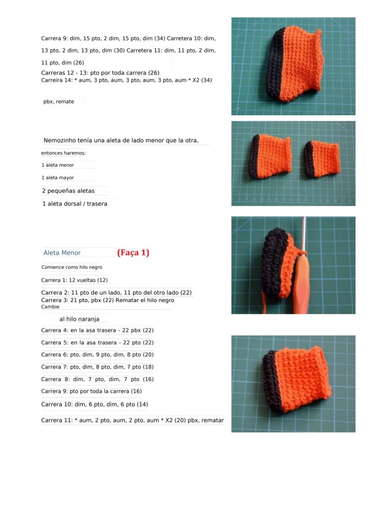 Nemo, o peixe-palhaço de amigurumi - molde parte 9