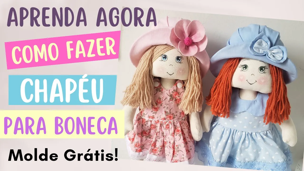O chapéu mais fofo e fácil do mundo para boneca de pano