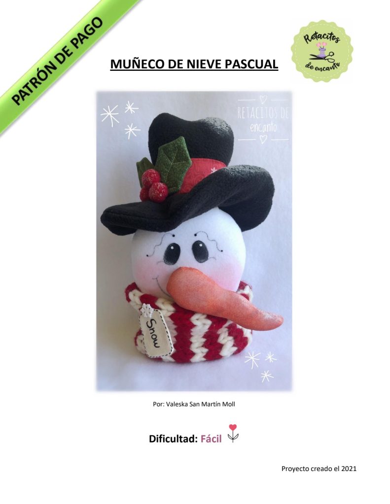 Pascoal, o boneco de neve de tecido - molde parte 1