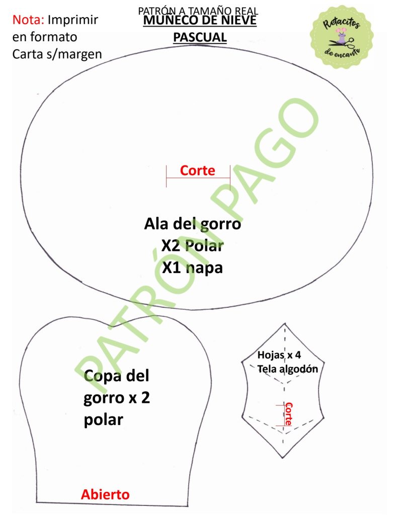 Pascoal, o boneco de neve de tecido - molde parte 4