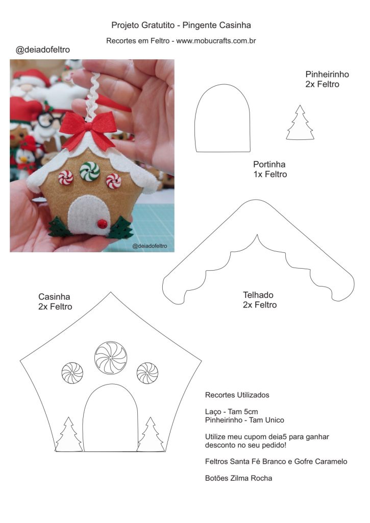 Pingente casinha de Natal - molde parte 1