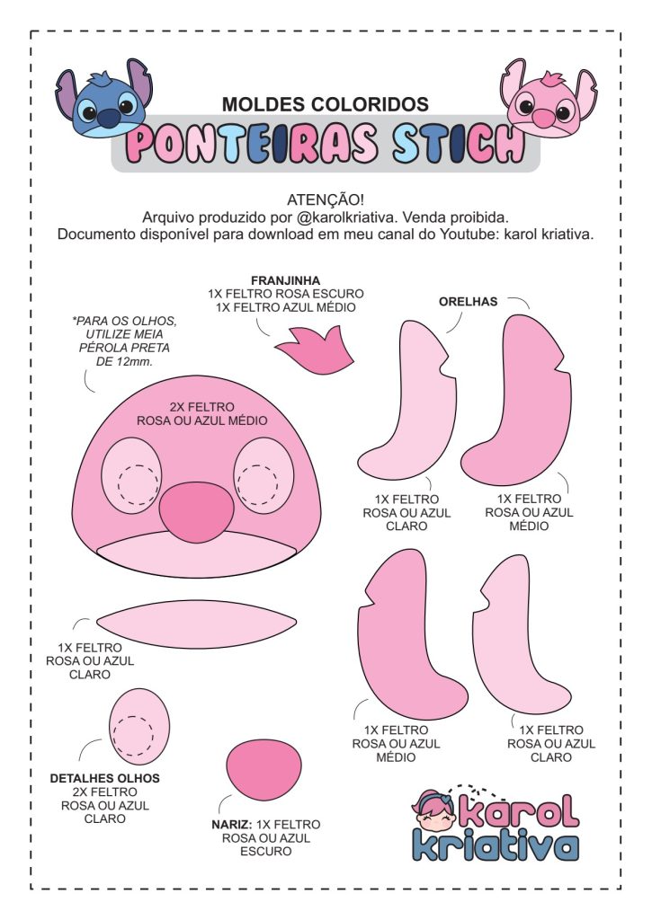 Ponteira Stitch de feltro - molde parte 1