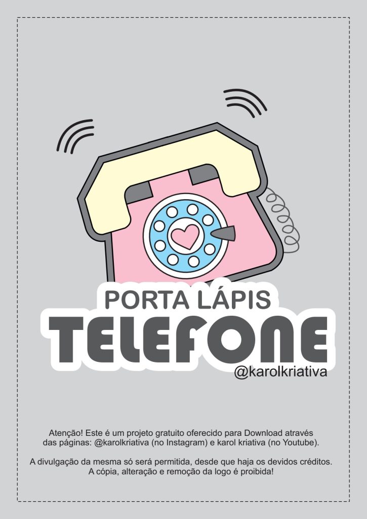 Porta-objetos de feltro em formato de telefone retrô - molde parte 1