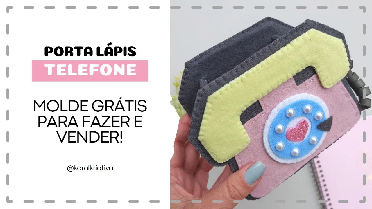 Porta-objetos de feltro em formato de telefone retrô