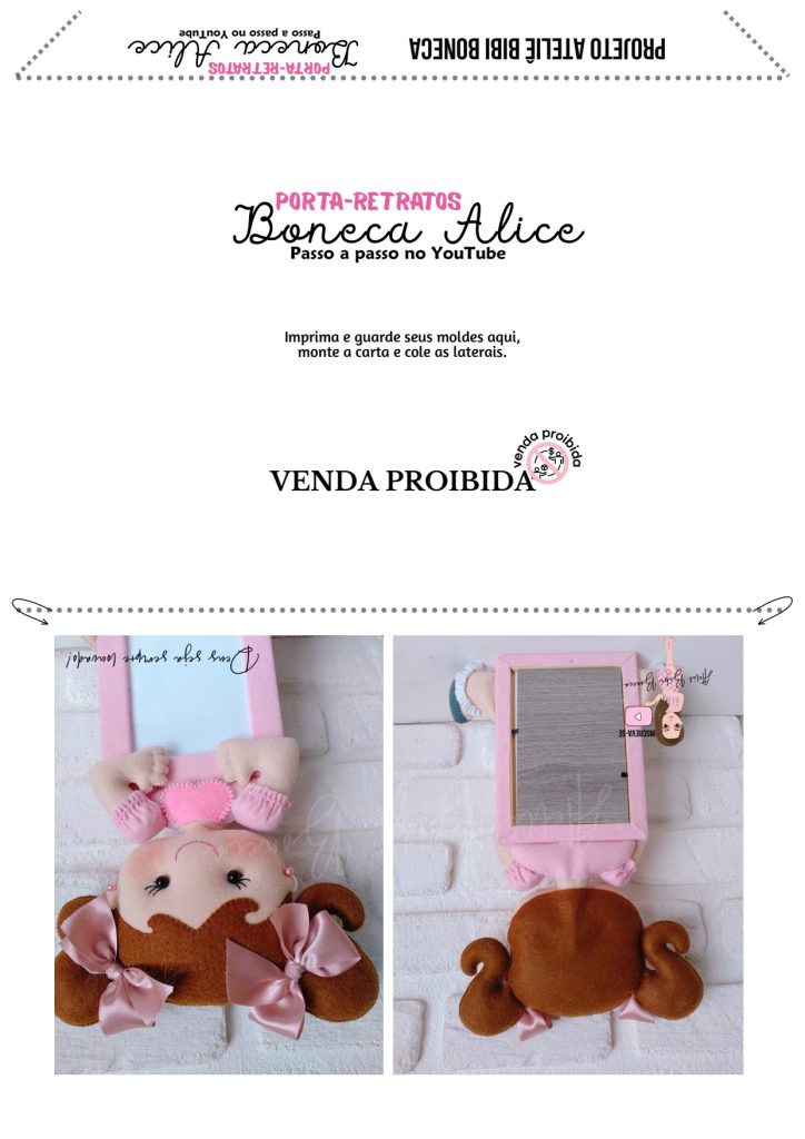 Porta-retratos boneca Alice de feltro - molde parte 5