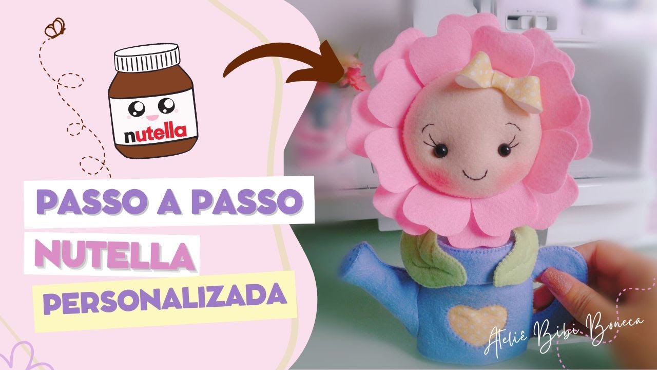Pote de Nutella personalizado Jardim Encantado de feltro