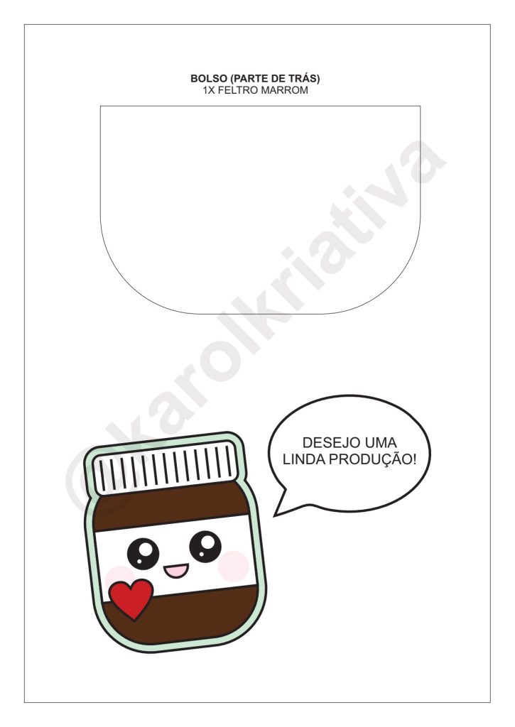 Potinho kawaii de feltro porta-recados - molde parte 4