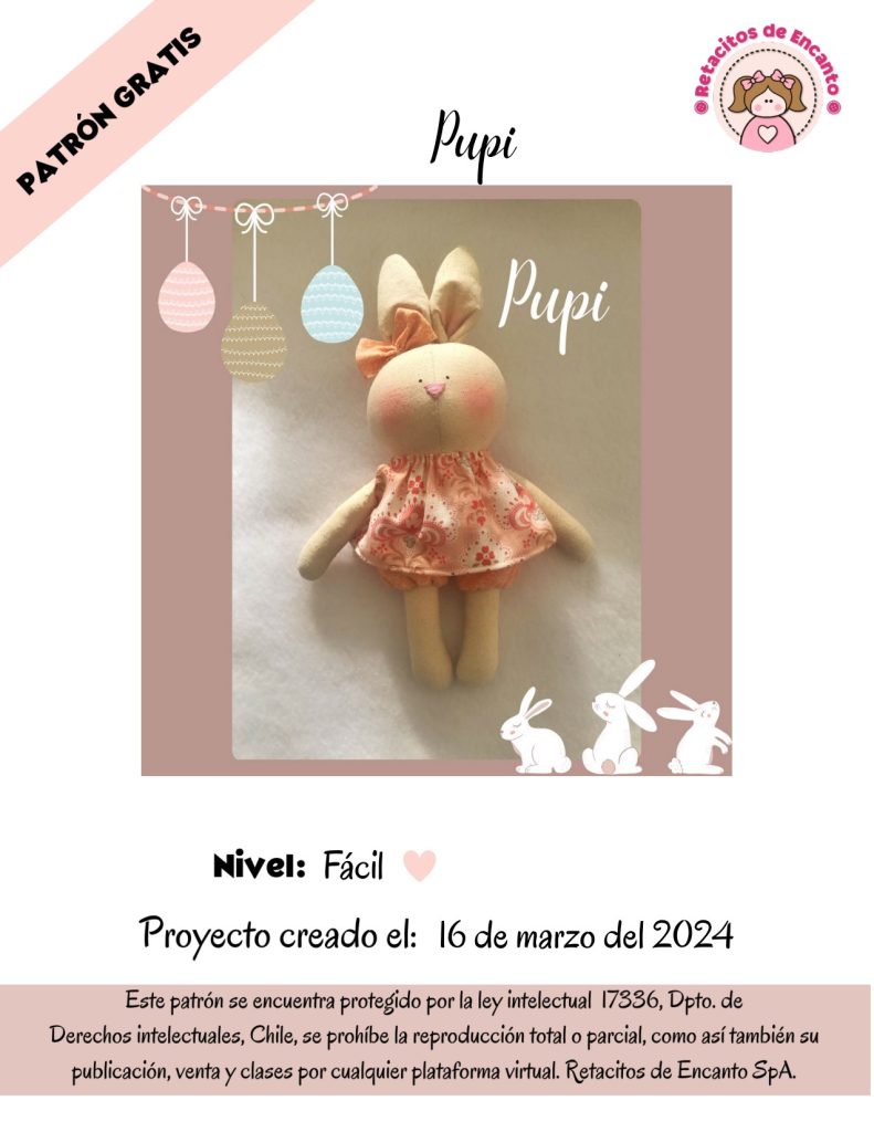 Pupi, a coelhinha de Páscoa - molde parte 1