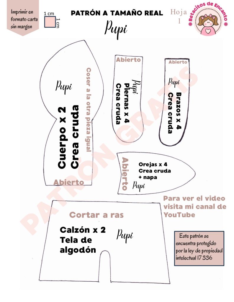 Pupi, a coelhinha de Páscoa - molde parte 3