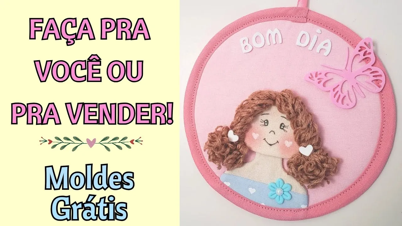 Quadro criativo de tecido com boneca de pano