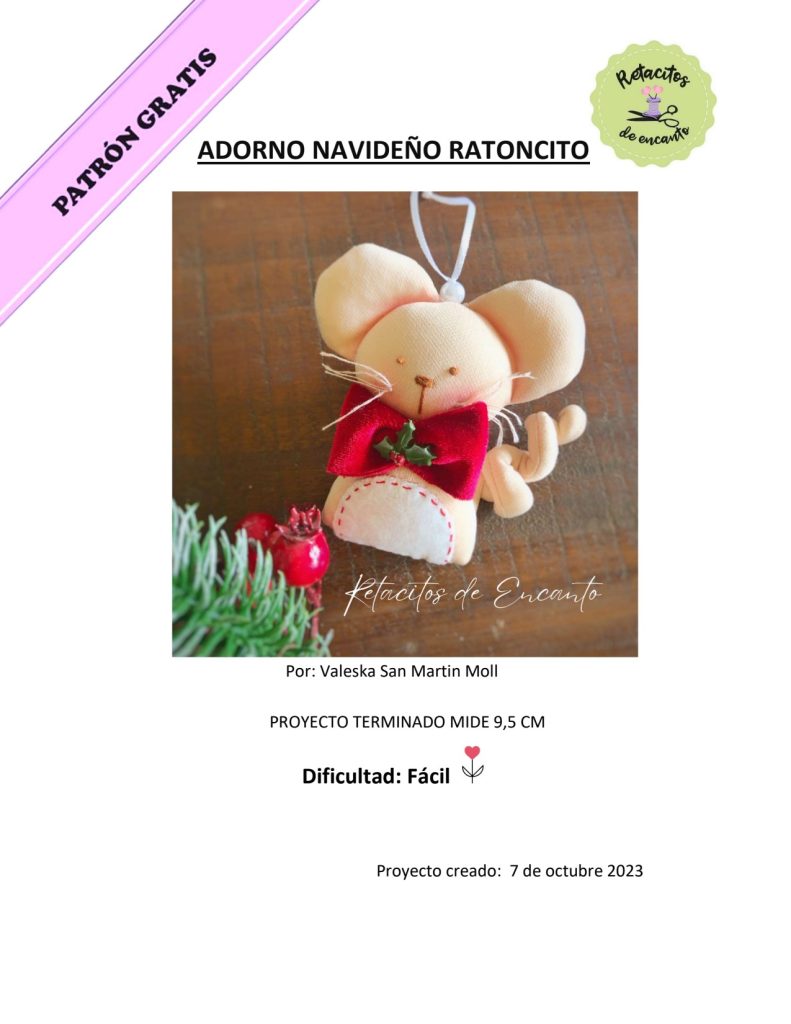 Ratinho natalino de tecido passo a passo - molde parte 1