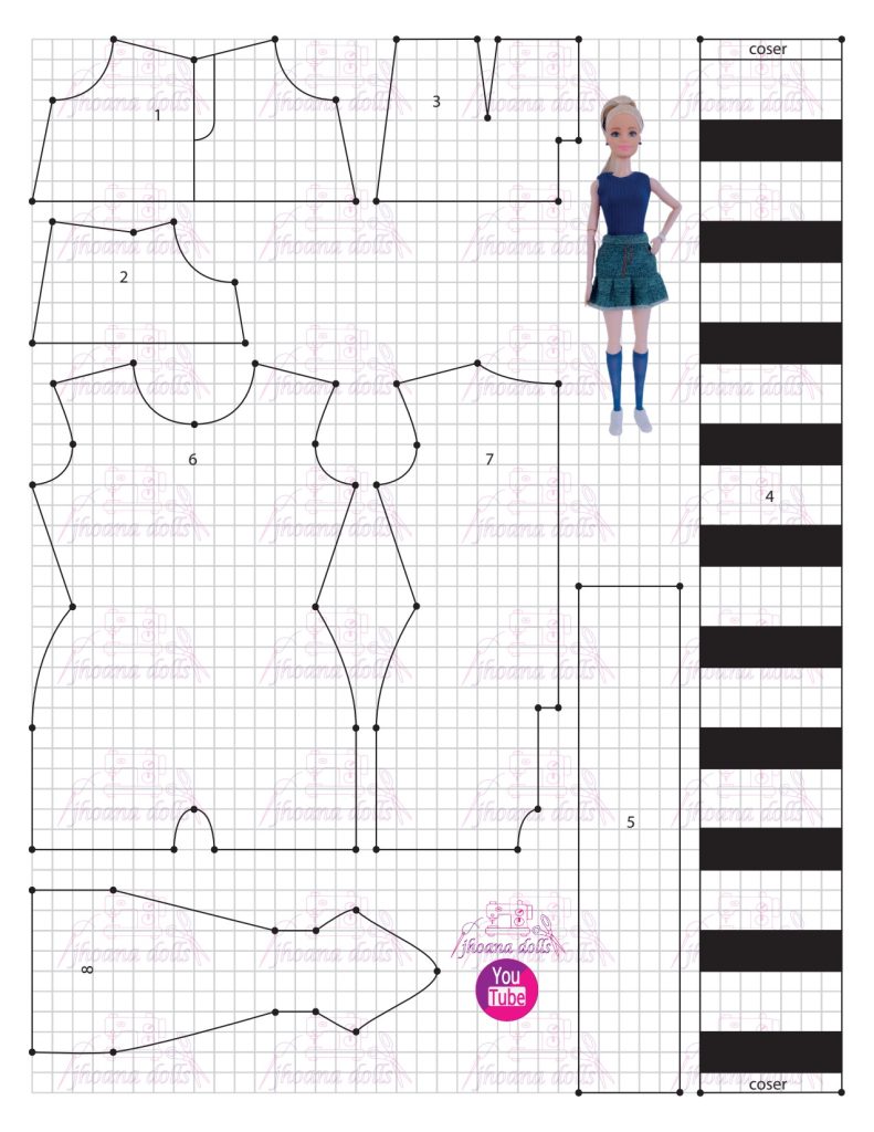 Saia e calcinha para Barbie - molde parte 1